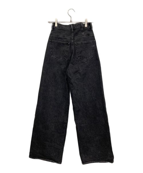 moussy（マウジー）moussy (マウジー) CROSS WAIST WIDE STRAIGHT デニム ブラックの古着・服飾アイテム