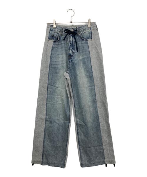 JEANASIS（ジーナシス）JEANASIS (ジーナシス) スウェットコンビデニムパンツ インディゴ×グレー サイズ:Freeの古着・服飾アイテム