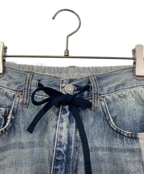 JEANASIS（ジーナシス）JEANASIS (ジーナシス) スウェットコンビデニムパンツ インディゴ×グレー サイズ:Freeの古着・服飾アイテム