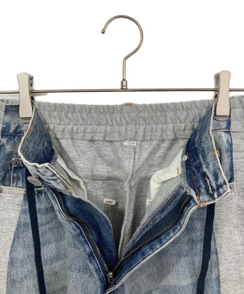 JEANASIS（ジーナシス）JEANASIS (ジーナシス) スウェットコンビデニムパンツ インディゴ×グレー サイズ:Freeの古着・服飾アイテム