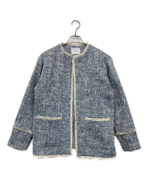EN NEUME（エン ノイム）EN NEUME (エン ノイム) ツイードフリンジジャケット ブルー サイズ:Freeの古着・服飾アイテム