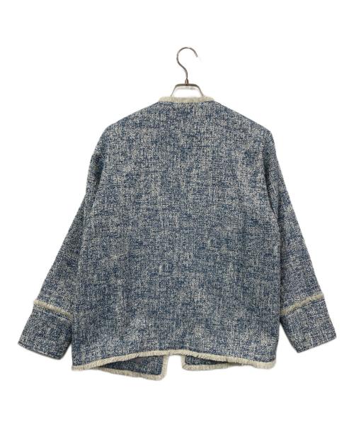 EN NEUME（エン ノイム）EN NEUME (エン ノイム) ツイードフリンジジャケット ブルー サイズ:Freeの古着・服飾アイテム
