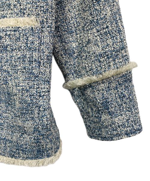 EN NEUME（エン ノイム）EN NEUME (エン ノイム) ツイードフリンジジャケット ブルー サイズ:Freeの古着・服飾アイテム