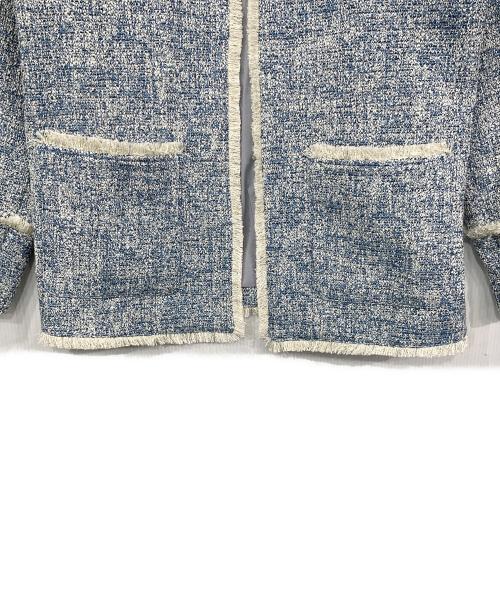 EN NEUME（エン ノイム）EN NEUME (エン ノイム) ツイードフリンジジャケット ブルー サイズ:Freeの古着・服飾アイテム