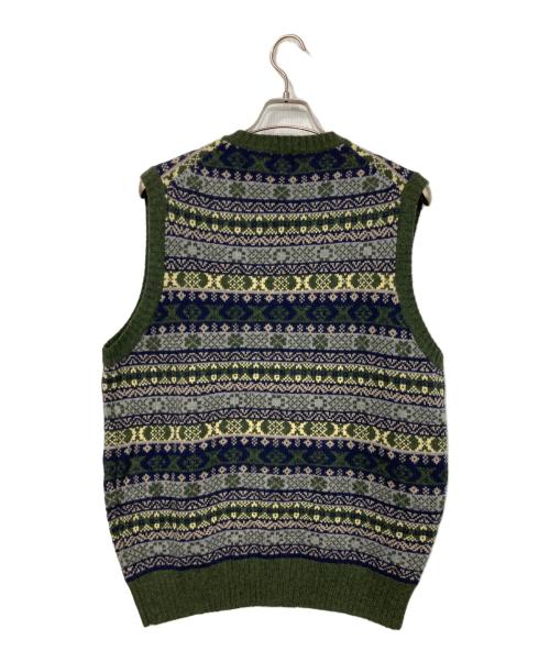 J.PRESS（ジェイプレス）J.PRESS (ジェイプレス) 総柄ニットベスト グリーン サイズ:XLの古着・服飾アイテム