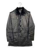 BURBERRY BLACK LABELバーバリーブラックレーベル）の古着「ラビットファーラムレザーコート」｜ブラック