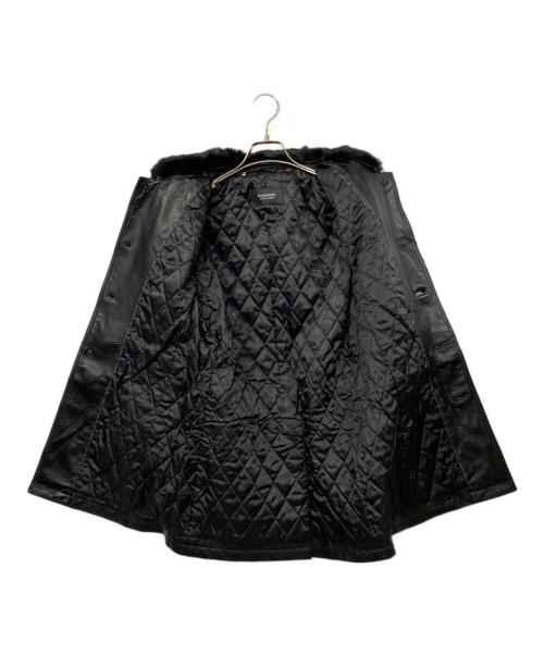 BURBERRY BLACK LABEL（バーバリーブラックレーベル）BURBERRY BLACK LABEL (バーバリーブラックレーベル) ラビットファーラムレザーコート ブラック サイズ:Mの古着・服飾アイテム