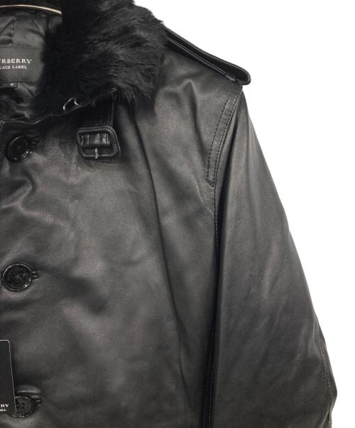 BURBERRY BLACK LABEL（バーバリーブラックレーベル）BURBERRY BLACK LABEL (バーバリーブラックレーベル) ラビットファーラムレザーコート ブラック サイズ:Mの古着・服飾アイテム
