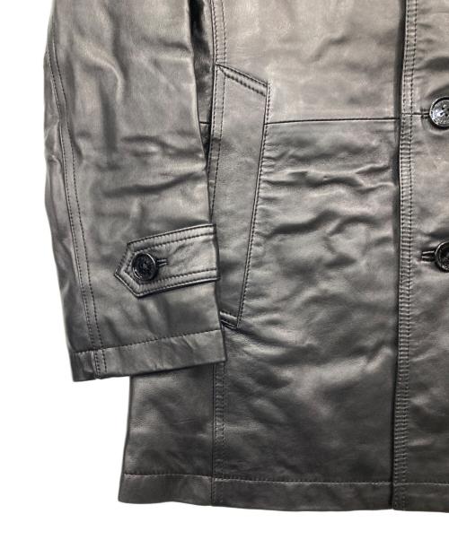 BURBERRY BLACK LABEL（バーバリーブラックレーベル）BURBERRY BLACK LABEL (バーバリーブラックレーベル) ラビットファーラムレザーコート ブラック サイズ:Mの古着・服飾アイテム