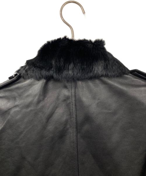 BURBERRY BLACK LABEL（バーバリーブラックレーベル）BURBERRY BLACK LABEL (バーバリーブラックレーベル) ラビットファーラムレザーコート ブラック サイズ:Mの古着・服飾アイテム