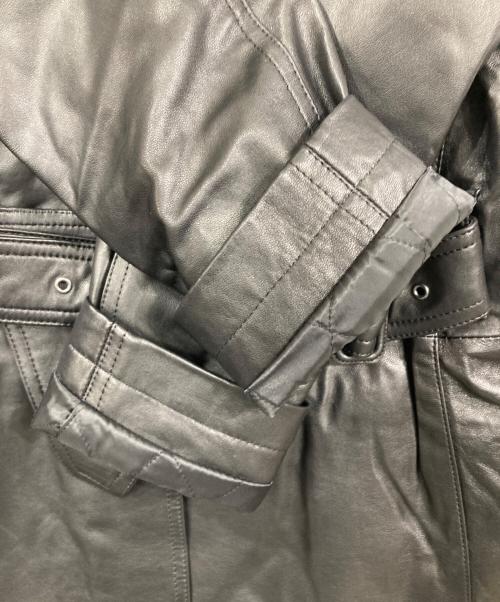 BURBERRY BLACK LABEL（バーバリーブラックレーベル）BURBERRY BLACK LABEL (バーバリーブラックレーベル) ラビットファーラムレザーコート ブラック サイズ:Mの古着・服飾アイテム
