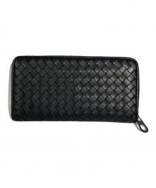 BOTTEGA VENETA（ボッテガベネタ）の古着「イントレチャート長財布」｜ブラック
