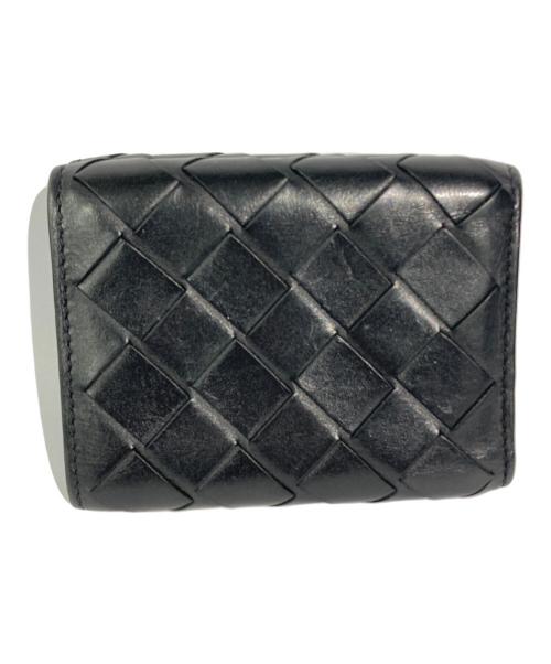 BOTTEGA VENETA（ボッテガベネタ）BOTTEGA VENETA (ボッテガベネタ) マキシイントレチャート3つ折り財布 ブラック×ブルーの古着・服飾アイテム