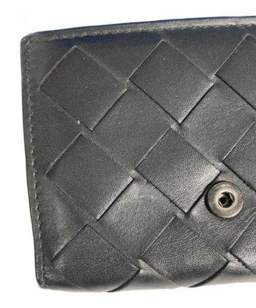BOTTEGA VENETA（ボッテガベネタ）BOTTEGA VENETA (ボッテガベネタ) マキシイントレチャート3つ折り財布 ブラック×ブルーの古着・服飾アイテム