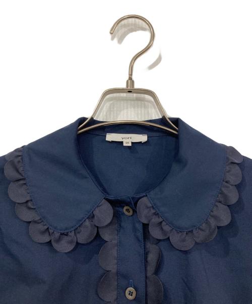YORI（ヨリ）yori (ヨリ) スカラップトリムブラウス ネイビー サイズ:36の古着・服飾アイテム