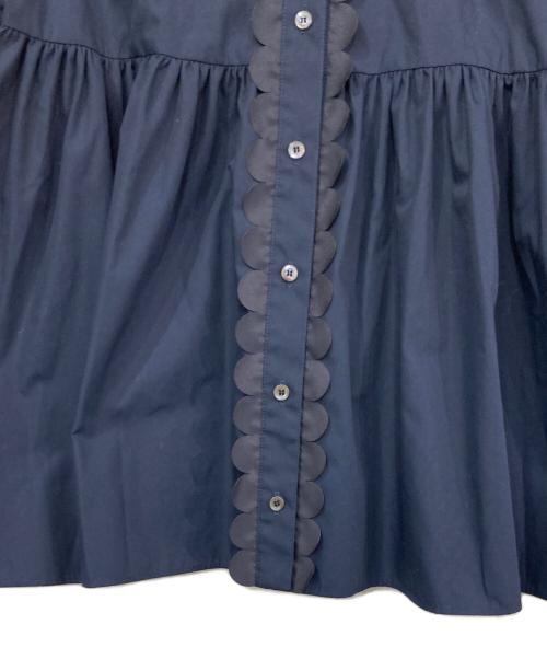 YORI（ヨリ）yori (ヨリ) スカラップトリムブラウス ネイビー サイズ:36の古着・服飾アイテム