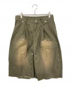 CONZ×BASICKSコンズ×ベイシックス）の古着「double knee curved leg shorts」｜カーキ