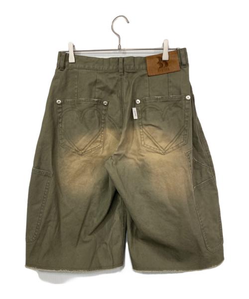 CONZ（コンズ）CONZ (コンズ) BASICKS (ベイシックス) double knee curved leg shorts カーキ サイズ:3の古着・服飾アイテム