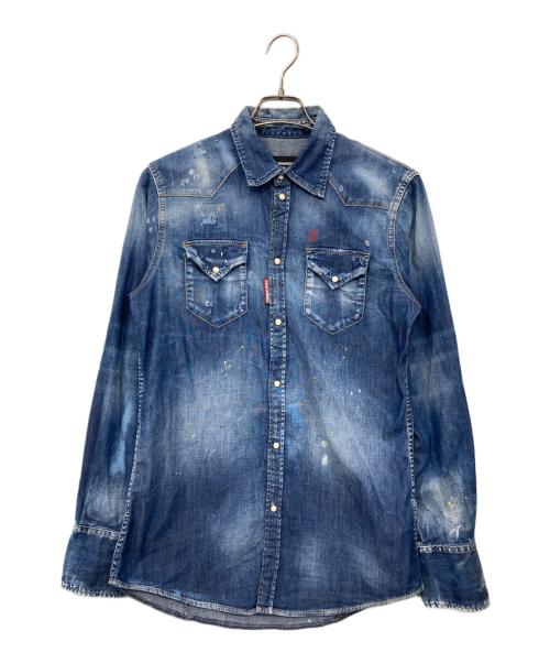 DSQUARED2（ディースクエアード）DSQUARED2 (ディースクエアード) デニムウエスタンシャツ インディゴ サイズ:46の古着・服飾アイテム
