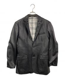 BURBERRY BLACK LABEL（バーバリーブラックレーベル）の古着「ラムレザーテーラードジャケット」｜ブラック