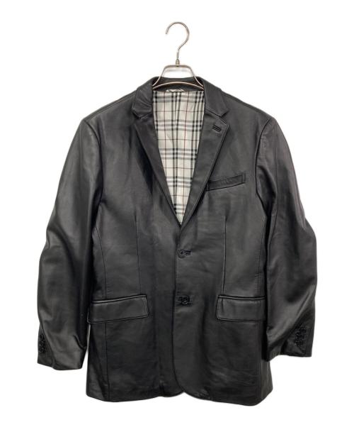 BURBERRY BLACK LABEL（バーバリーブラックレーベル）BURBERRY BLACK LABEL (バーバリーブラックレーベル) ラムレザーテーラードジャケット ブラック サイズ:Mの古着・服飾アイテム