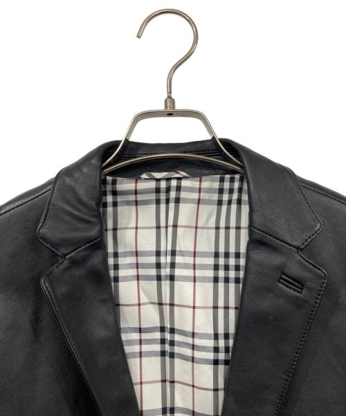 BURBERRY BLACK LABEL（バーバリーブラックレーベル）BURBERRY BLACK LABEL (バーバリーブラックレーベル) ラムレザーテーラードジャケット ブラック サイズ:Mの古着・服飾アイテム