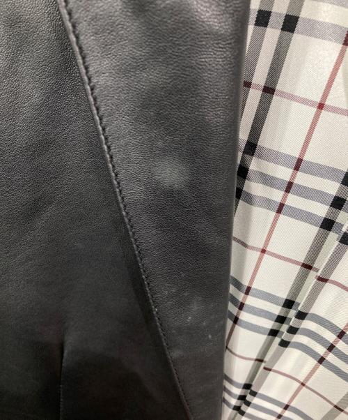 BURBERRY BLACK LABEL（バーバリーブラックレーベル）BURBERRY BLACK LABEL (バーバリーブラックレーベル) ラムレザーテーラードジャケット ブラック サイズ:Mの古着・服飾アイテム