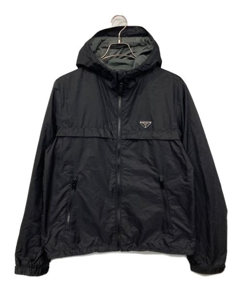PRADA（プラダ）PRADA (プラダ) Re Nylonトライアングルロゴブルゾン ブラック サイズ:46の古着・服飾アイテム