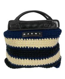 MARNI（マルニ）の古着「ハンドバッグ」｜ネイビー×ホワイト
