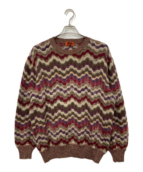 missoni（ミッソーニ）MISSONI (ミッソーニ) モヘア混幾何学柄ニット ブラウン サイズ:12の古着・服飾アイテム