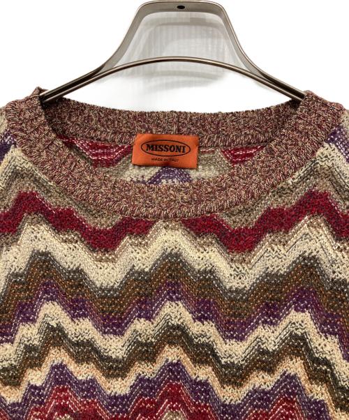 missoni（ミッソーニ）MISSONI (ミッソーニ) モヘア混幾何学柄ニット ブラウン サイズ:12の古着・服飾アイテム