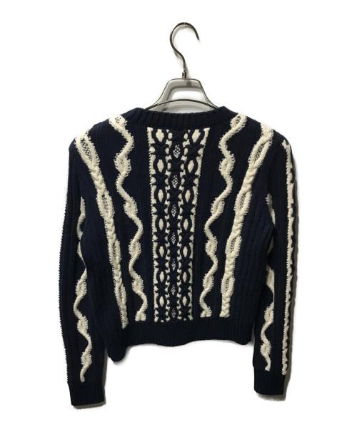 CHANEL（シャネル）CHANEL (シャネル) 立体デザイン編み込みニット ホワイト×ネイビー サイズ:38の古着・服飾アイテム