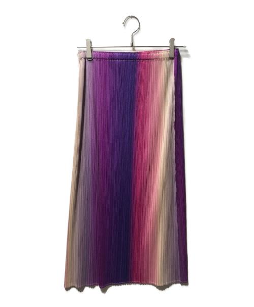 PLEATS PLEASE（プリーツプリーズ）PLEATS PLEASE (プリーツプリーズ) グラデーションプリーツスカート PP43-JG943 パープル×ピンク サイズ:4の古着・服飾アイテム
