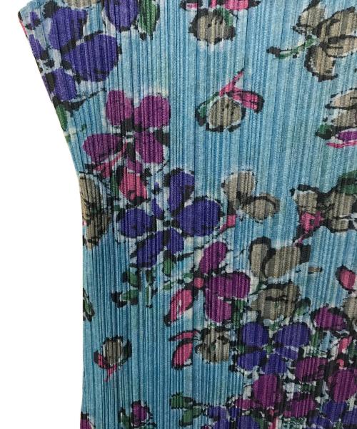 PLEATS PLEASE（プリーツプリーズ）PLEATS PLEASE (プリーツプリーズ) 総柄ノースリーブプリーツワンピース PP61-JH685 ブルー サイズ:-の古着・服飾アイテム