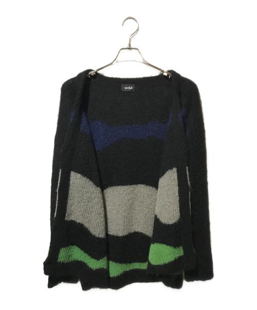 soduk（スドーク）soduk (スドーク) drawing knit cardigan 0422030507 ブラック サイズ:Fの古着・服飾アイテム