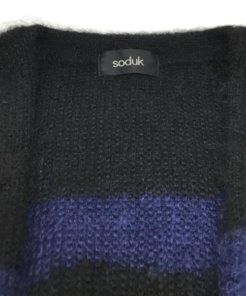 soduk（スドーク）soduk (スドーク) drawing knit cardigan 0422030507 ブラック サイズ:Fの古着・服飾アイテム