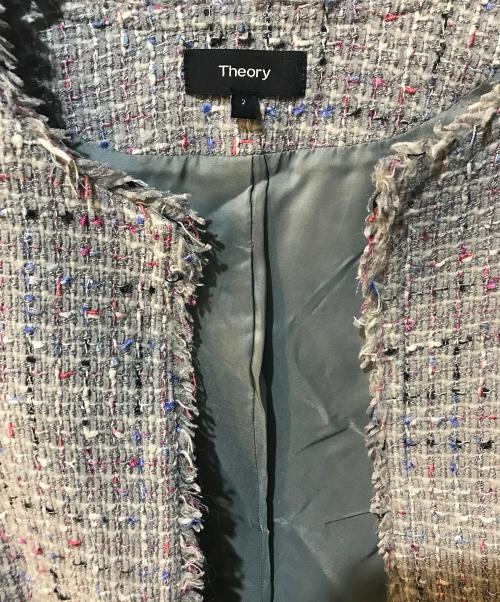 theory（セオリー）theory (セオリー) RAINBOW TWEED/FEMININE SLIM JKT ベージュ サイズ:2の古着・服飾アイテム