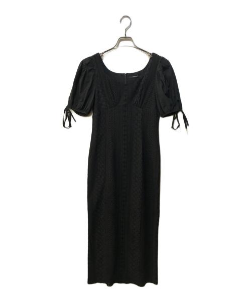 JILL STUART（ジルスチュアート）JILL STUART (ジルスチュアート) シャーリングエンブロイダリーワンピース ブラック サイズ:4の古着・服飾アイテム