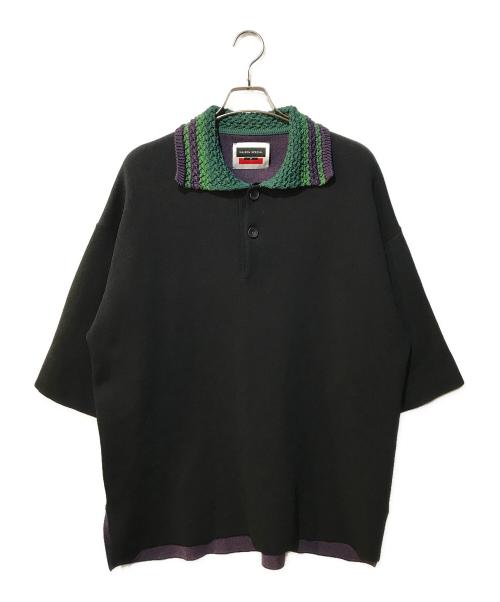 MAISON SPECIAL（メゾンスペシャル）MAISON SPECIAL (メゾンスペシャル) プライムオーバーダブルフェイスクロシェカラーサマーニットポロシャツ ブラック サイズ:1の古着・服飾アイテム