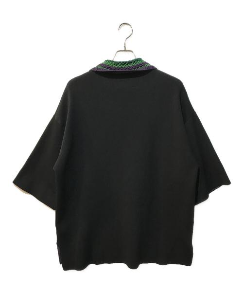 MAISON SPECIAL（メゾンスペシャル）MAISON SPECIAL (メゾンスペシャル) プライムオーバーダブルフェイスクロシェカラーサマーニットポロシャツ ブラック サイズ:1の古着・服飾アイテム