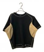 kolor/BEACONカラービーコン）の古着「切替半袖カットソー」｜ブラック×ベージュ