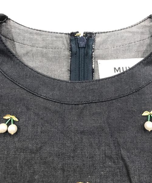 MUVEIL（ミュベール）MUVEIL (ミュベール) BALLOON SLEEVE BIJOUX DRESS インディゴ サイズ:1の古着・服飾アイテム