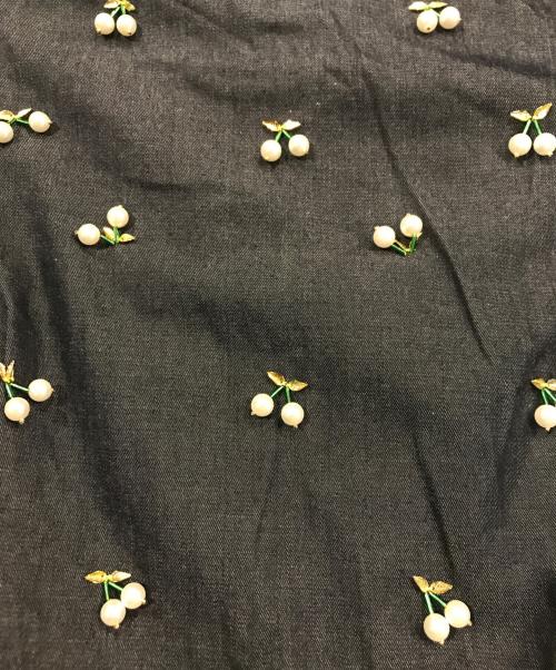 MUVEIL（ミュベール）MUVEIL (ミュベール) BALLOON SLEEVE BIJOUX DRESS インディゴ サイズ:1の古着・服飾アイテム