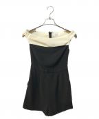 HER LIP TOハーリップトゥ）の古着「Two-Tone Ribbon Romper」｜ホワイト×ブラック
