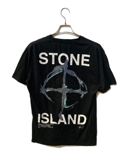 STONE ISLAND（ストーンアイランド）STONE ISLAND (ストーンアイランド) プリントTシャツ ブラック サイズ:Lの古着・服飾アイテム