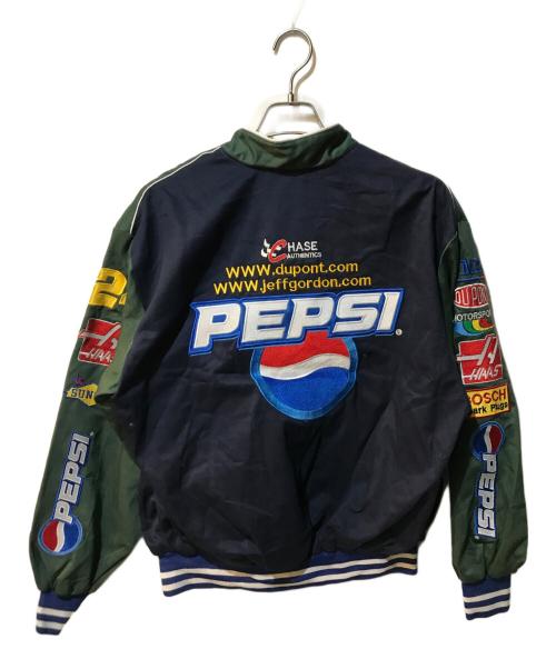 CHASE authentics（チェイスオーセンティック）CHASE authentics (チェイスオーセンティック) レーシングジャケット ネイビー×グリーン サイズ:Lの古着・服飾アイテム