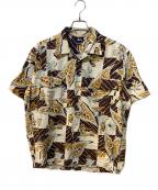 stussyステューシー）の古着「オープンカラーシャツ」｜ホワイト×ブラウン