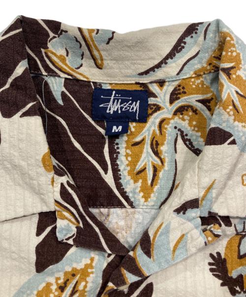 stussy（ステューシー）stussy (ステューシー) オープンカラーシャツ ホワイト×ブラウン サイズ:Mの古着・服飾アイテム