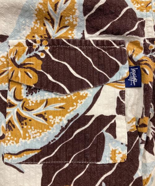 stussy（ステューシー）stussy (ステューシー) オープンカラーシャツ ホワイト×ブラウン サイズ:Mの古着・服飾アイテム