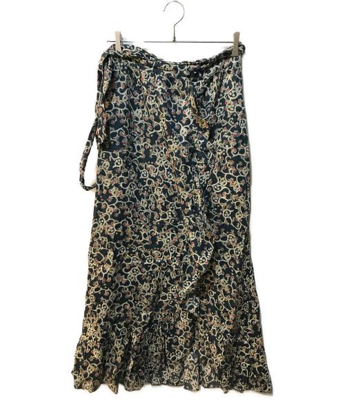 ISABEL MARANT ETOILE（イザベルマランエトワール）ISABEL MARANT ETOILE (イザベルマランエトワール) Printed Linen Wrap Skirt ネイビー サイズ:34の古着・服飾アイテム